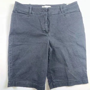 Talbots Womens Black Flat Front mid rise Bermuda Shorts 10 in inseam size 8 - Picture 1 of 9