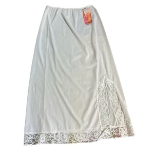 NWT Vintage 70s Montgomery Ward Maxi Slip Skirt Lace Women XL Nylon USA - Picture 1 of 14