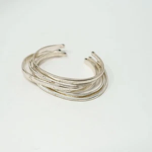 Lucky Brand 5 silver tone bangles adjustable bracelets - Picture 1 of 3