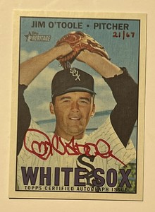 JIM O'TOOLE 2016 TOPPS HERITAGE REAL ONE RED INK SIGNATURES AUTOGRAPH AUTO /67