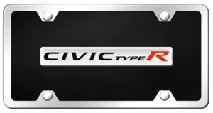 Civic Type R Name Plate Black Acrylic Kit License Plate Frame Official Licensed - Imagen 1 de 2