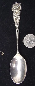 CHESTER 400 SILVER ? OPEN ROSE FLORAL 5.5" DESSERT OR COFFEE  SPOON   - Picture 1 of 2