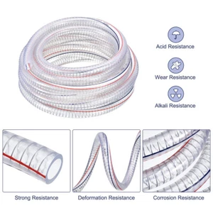 PVC Hose Pipe Heavy Duty Braided Wire Reinforced Clear Flexible Water Air Fuel - Picture 1 of 12