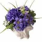 Arrangement floral lapin en céramique blanche chalet « Nantucket Hortensia » violet