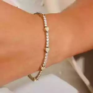 6.0 Ct Round Cut Real Moissanite Diamond Tennis Bracelet 14K Yellow Gold Plated - Picture 1 of 9