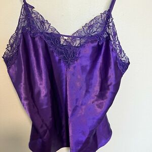 Vintage Victorias Secret - Purple Satin Lace Slip Top Womens Size Small