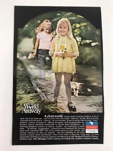 The World Of Amway Vtg 1972 Print Ad Little Blonde Girl With Flowers - Picture 1 of 3