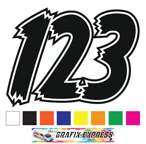 Race Numbers Front & Sides Set of 3 Vinyl Sticker Decal Motorbike Motocross Quad - Picture 1 of 7