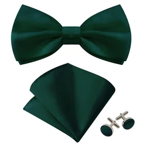Bow Tie Pre-tied Bowtie Adjustable Solid Color Bow Ties for Men and Pocket Sq... - Picture 1 of 7