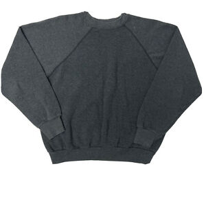 Vtg 70 80's Tultex Men Charcoal Gray USA made RAGLAN 50/50 Sweatshirt Shirt L