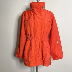 NEW YORK & COMPANY Women’s Cinch Waiste Zip Front Hooded Trench Coat Rain Coat - Picture 1 of 11