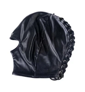 Adult unisex PU Leather Gimp Head Harness Headgear full Hooded Mask club Cosplay - Picture 1 of 12