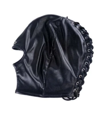 Arnés de cabeza Gimp de cuero PU unisex para adultos arnés máscara con capucha completa club juegos con disfraces Foto 1 de 4