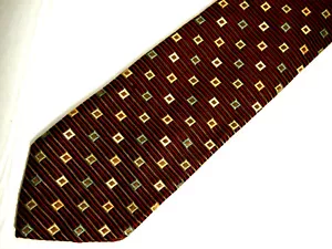 John W Nordstrom Herren Krawatte Krawatte Rot Gold Grün Geometrisch Dick 62" Lang - Bild 1 von 4