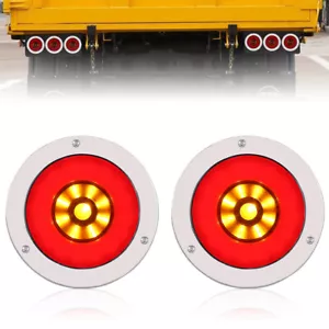 2X Luz trasera redonda LED roja/ámbar de 4" para remolque camión RV parada de freno DRL señal de giro - Imagen 1 de 9