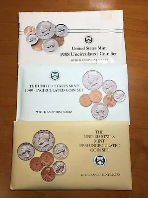 1988,1989,& 1990 PD Uncirculated Sets in Sealed Cello - OGP & Envelopes -30 Coin - Image 1 of 4