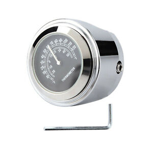 Aluminium Motorcycle Mobike Front Chrome Handlebar Mount Thermometer With Wrench