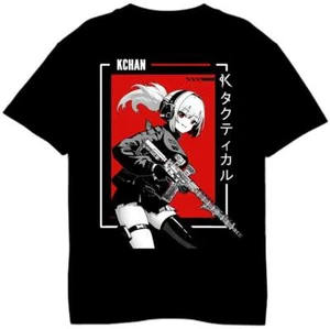 Camiseta KChan roja negra rifle táctico Waifu - Imagen 1 de 9