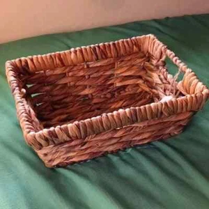 New Handcrafted in Vietnam rectangular Basket with Handles - Picture 1 of 10