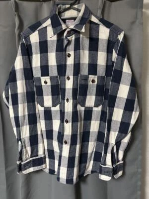 仓库重量级法兰绒衬衫海军蓝/白色格子尺寸 S 日本使用 — 第 1/3 张图片