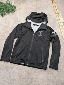 North Face Rain Jacket Mens M Medium Black Dryvent Hooded Zip Coat Embroidered - Picture 1 of 12