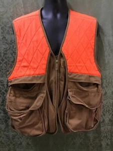 Master Sportsman Bird Hunting Vest Adult M Orange Tan duck canvas Full Zip Shoot - Picture 1 of 16