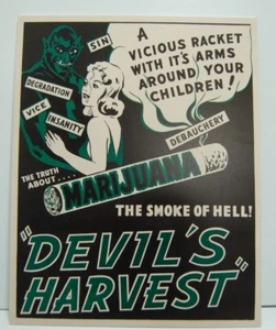 Devil's Harvest Reefer Madness Marijuana SMOKE OF HELL Sign 10X8 - Picture 1 of 3