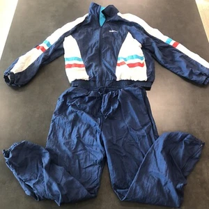 Wilson Tennis Tracksuit Men’s Medium Blue White Stripe 80s Preppy Vintage - Picture 1 of 22
