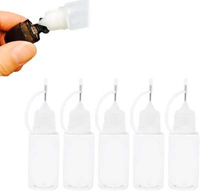 YUNDONG-UK SIYUPU 5-Piece Precision Dispenser Set – 10Ml Fine-Tip Bottles for Crafting, Lub