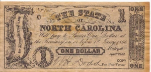 Banconota riproduzione 1 dollaro 1862 North Carolina - RC COLA AD sul retro - Foto 1 di 2