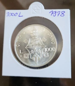 Vatikan 1.000 Lire 1978 Papst Paul I Silber stempelglanz - Bild 1 von 2
