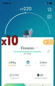 10x Finneon Pokemon Bundle !! Good Chance of Lucky and Good IVs !! Go - Picture 1 of 1