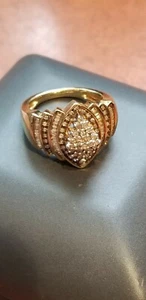 GELBGOLD ÜBER STERLING RING MIT VIELEN DIAMANTEN ~ SIGNIERT SONNENGRÖSSE 6,25 - Bild 1 von 4