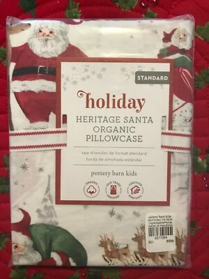 NUEVO Pottery Barn Kids HERITAGE Santa ~ Funda de almohada estándar de algodón orgánico ~  Foto 1 de 2
