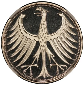 1965-G Germany Proof 5 Mark Silver Coin - NGC PF 68 UCAM - KM# 112.1 - TOP POP-1 - Picture 1 of 4