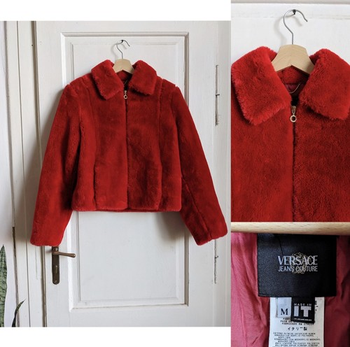 Giacca pelliccia sintetica rossa Versace Jeans Couture