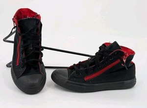 Converse Chuck Taylor High Top Sneaker 2 Reißverschlüsse schwarz/roter Besatz Gr. 3 Junior - Bild 1 von 17