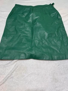 AVON Fashions Vintage Smaragdgrün Echtleder Bleistiftrock. 11/12 Knopf - Bild 1 von 9