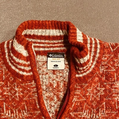 Suéter Pullover Columbia Mujer L 1/4 Cremallera Rojo Mezcla Lana Foto 1 de 4