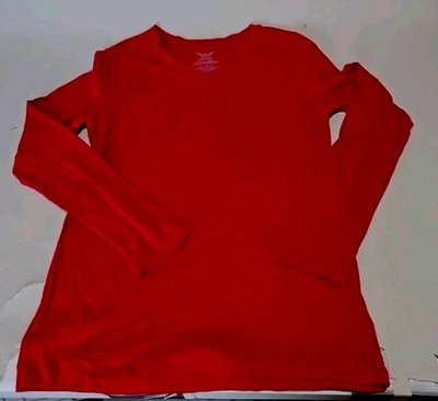 CAMISA TOP MUJER DESCOLORIDA GLORY ROJA MANGA LARGA CUELLO EN V TALLA L Foto 1 de 2