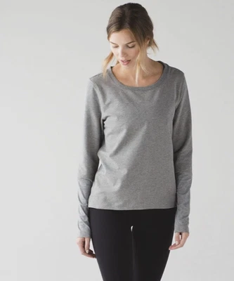 Lululemon Belle 长袖上衣希瑟灰色 8 码弹力毛圈 — 第 1/4 张图片