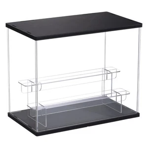Acrylic Display Case with LED 12.59" x 7.08" 3 Tier Transparent Dustproof Black - Picture 1 of 4