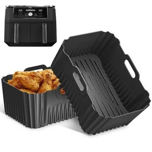 2PCS Silicone Air Fryer Liners, Reusable Silicone Liners for Ninja DZ401, DZ5... - Picture 1 of 6