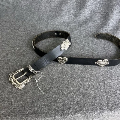 Cinturón Western Heart Concho de Colección Mujer Mediano Negro Cuero Hebilla Acentos de Metal Foto 1 de 4