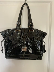 Dooney and Bourke Black Glossy 1975 Hand Bag Vintage - Picture 1 of 11