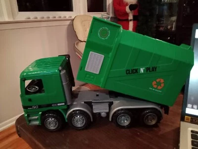Click N Play 1:22 Large Pull Back Sanitation Garbage Truck Power First Green - Image 1 of 4