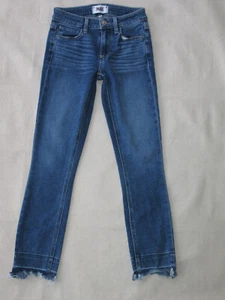 Pantalones de mezclilla recortados ajustados para mujer Paige Premium talla 23 azul en apuros con elásticos - Imagen 1 de 9