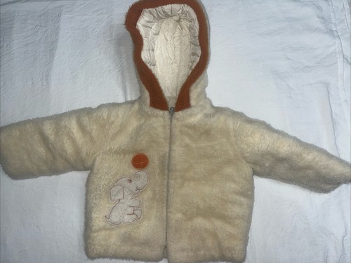 OFF WHITE Cappotto Vintage MW Toddle Time JC Penney 1 1 2 anni 18 mesi cappuccio bianco sporco peloso
