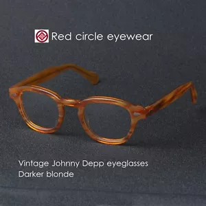 Johnny Depp Brille Herren Blond Acetat Brille Brillengestell Damen Gold Eyewear - Bild 1 von 4