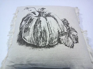 Printed Pumpkin Square Throw Pillow Cotton Linen Blend 20x20 - Picture 1 of 4